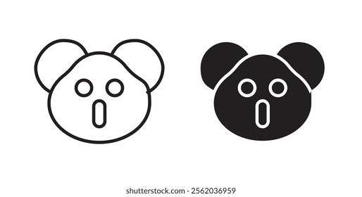 Koala head icons in flat and line style set.