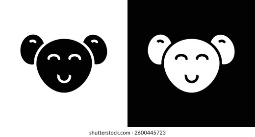 Koala head icons vectors set in solid style.