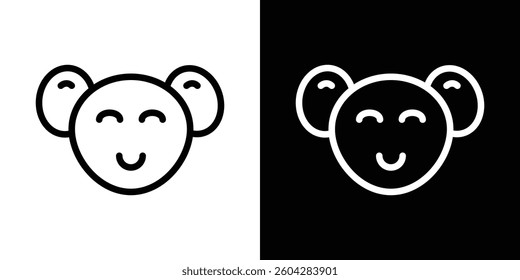Koala head icons vectors set in stroke line style.