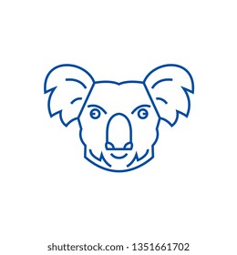 Koala head line icon concept. Koala head flat  vector symbol, sign, outline illustration.