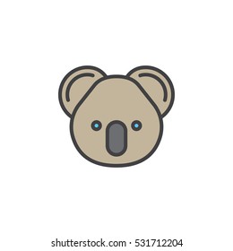 Koala head line icon, filled outline vector sign, linear colorful pictogram isolated on white. Symbol, logo illustration