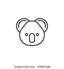 Koala head line icon, outline vector sign, linear pictogram isolated on white. Symbol, logo illustration