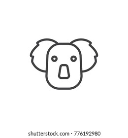 Koala head line icon, outline vector sign, linear style pictogram isolated on white. Symbol, logo illustration. Editable stroke