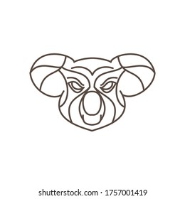 Koala Head Logo Design - Abstract Line Art / Monoline Logo Vector Illustration. Eps 10.