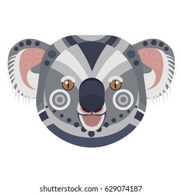 Koala Head Logo. Exotic bear vector decorative emblem