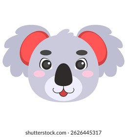 Koala head on isolated background. Vector illustration in a flat style