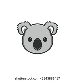 Koala head silhouette Logo vector of cute Koalas bear face clip Art, marsupial animal icon, mascot symbol. isolated on white background.