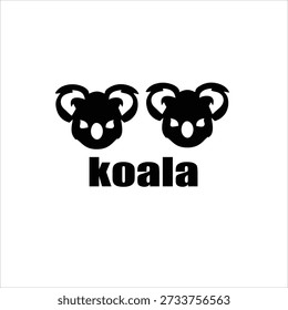 Par de siluetas de cabeza de koala – ícono de logotipo de vida silvestre australiana minimalista