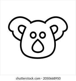 Diseño de icono de línea simple de la cabeza de Koala, signo de contorno, ilustración vectorial.