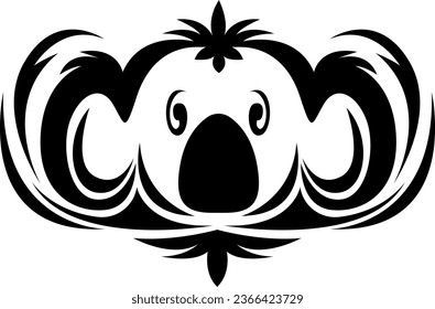 Koala head tattoo, tattoo illustration, vector on a white background.