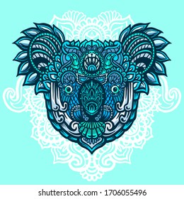 The koala head zentangle art full colour 