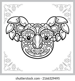 Koala head zentangle arts. isolated on white background.