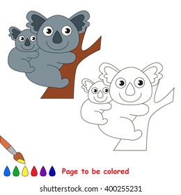 Koala and her baby to be colored. Coloring book for children. Visual game.