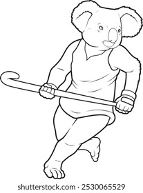 Koala Hockey Hockey stick Animal Vector Graphic Art Illustration