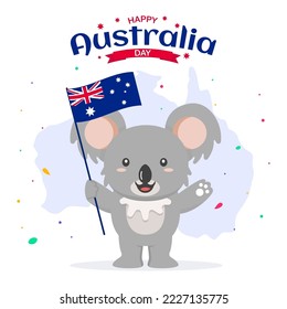 Koala Con Bandera Australiana Para El Día De Australia