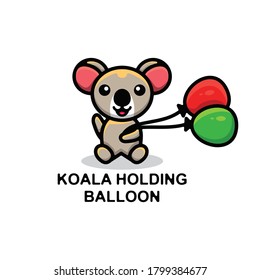 koala holding balloon .designs create in cartoon style for logos, t-shirts or as you wish