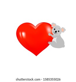 Koala is holding a heart