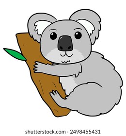 koala holding on tree illustration hand drawn isolated vector