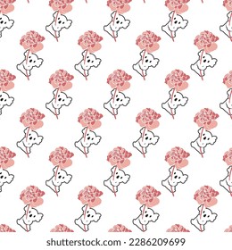 Koala Hug Flower Umbrella Vector Seamless Pattern can be use for background and apparel design