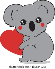 Koala Hug Heart Cartoon Vector Stock Vector (Royalty Free) 1608841258 ...