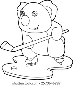 Koala Ice hockey Ice hockey stick Animal Vector Graphic Art Illustration