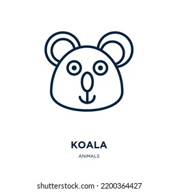 koala icon from animals collection. Thin linear koala, animal, bear outline icon isolated on white background. Line vector koala sign, symbol for web and mobile