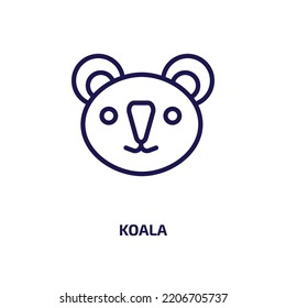 koala icon from animals collection. Thin linear koala, cute, cartoon outline icon isolated on white background. Line vector koala sign, symbol for web and mobile