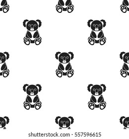 Koala icon in black style isolated on white background. Animals pattern stock vector illustration.