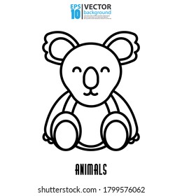 Koala icon, outline vector. Animal concept. Eps 10 vector illustration.