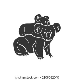 Koala Icon Silhouette Illustration. Marsupial Native Australia Vector Graphic Pictogram Symbol Clip Art. Doodle Sketch Black Sign.