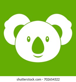 Koala icon white isolated on green background. Vector illustration