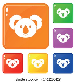 Koala icons set collection vector 6 color isolated on white background