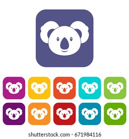 Koala icons set vector illustration in flat style In colors red, blue, green and other