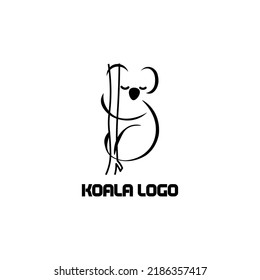 Koala illustration vector design with black and white color theme for logo and icon