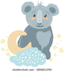 Koala illustration vector. The symbol of Australia is the koala. Baby koala sitting. Illustration of an animal. Nature and animals. Ecology