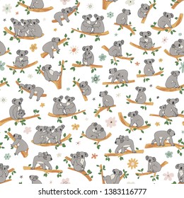 Koala Illustrationen handgezeichnet nahtlose Vektorillustration Muster