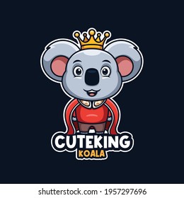 Koala King Cute Cartoon Mascot Logo Design