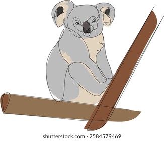 Koala line color illustration. Animal symbol vector illustration.