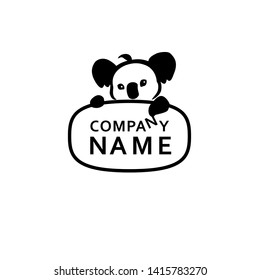 Koala  Logo, Cartoon Koala on a white background, Pet supplies logo, 
Koala on a white background
