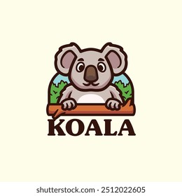 Logotipo Koala ilustração do vetor do personagem Desenho de mascote e design de estilo bonito