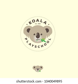 Koala Logo. Cute bear koala emblem. Kindergarten or kids development groups. Koala icon.