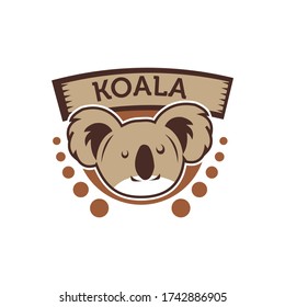 Koala Logo. Cute bear koala emblem. Kindergarten or kids development groups. Koala icon.