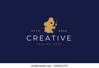 Koala logo design template. Cute Koala Marsupial Animal Zoo Nature Logo Design Template