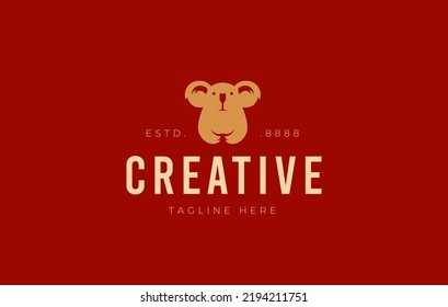 Koala logo design template. Cute Koala Marsupial Animal Zoo Nature Logo Design Template