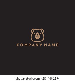 Koala logo ilustration vector template with gold colour .