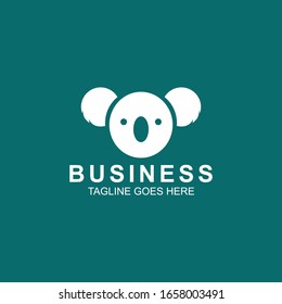 koala logo vector design with white colors and green background isolated.eps10