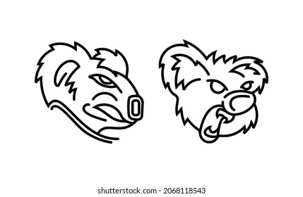 
koala logo vector icon line outline,koala icon vector from in the zoo collection