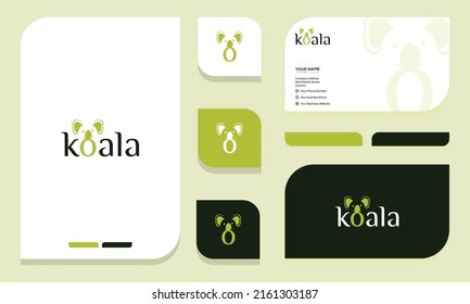 Koala Logo Vector Template, Free Business Card