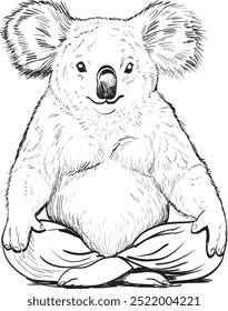 koala lotus position doing yoga illustration yoga exercises meditation health vector illustration engraving style