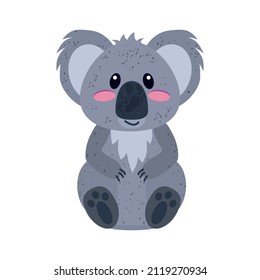 Koala. A marsupial animal found in Australia. An animal drawn in a cartoon style. Vector illustration isolated on a white background for design and web.